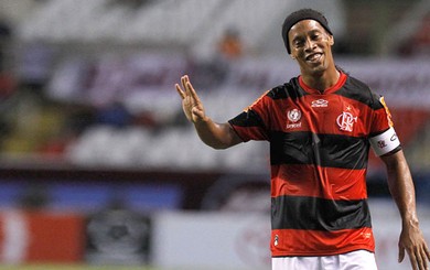 Ronaldinho Flamengo x Lanús (Foto: Wagner Meier / Ag. Estado)