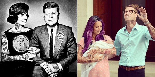 Jackie e John F. Kennedy; Kate Middleton e o Príncipe William. (Foto: .)