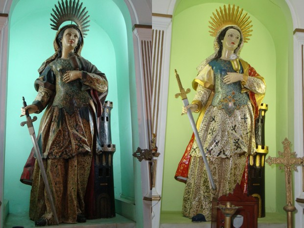 Imagem original de 2002 (à eqsuerda) e restaurada em 2012 (à direita) (Foto: Milton Teixeira/ Arquevo Pessoal)