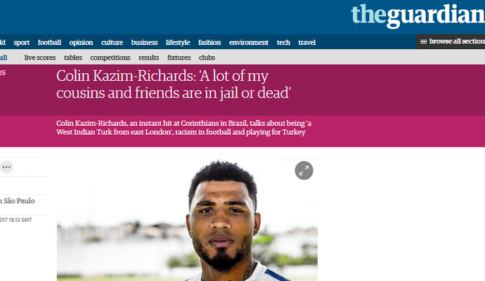 A jornal inglês, Kazim conta sua vida e diz se sentir em casa no Corinthians