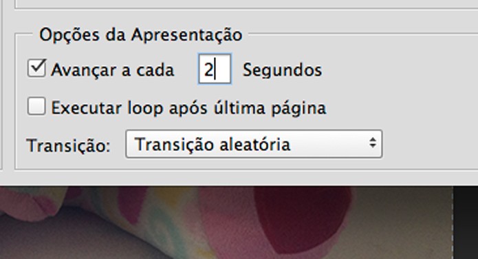 Opção para de transições para o Slideshow (Foto: Reprodução/André Sugai)