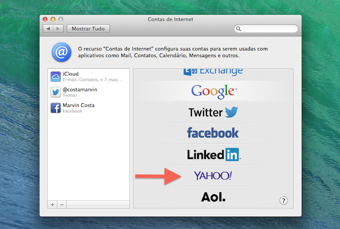 Escolhendo o serviço de e-mail que será vinculado ao Mac OS X (Foto: Reprodução/Marvin Costa)