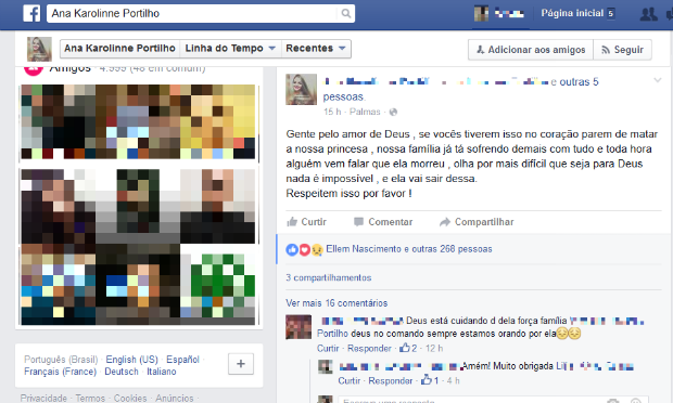 Irmã de estudante atropelada publica mensagem em redes sociais e faz desabafo (Foto: Reprodução/TV Anhanguera)