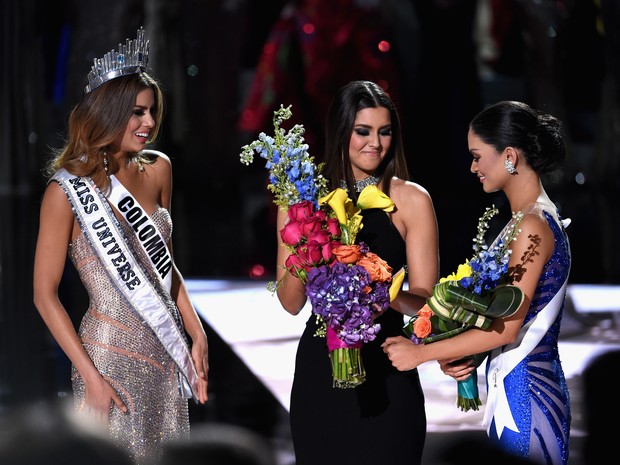 Ariadna Gutiérrez, Paulina Veja e Pia Alonzo Wurtzbach no Miss Universo em Las Vegas, nos Estados (Foto: Ethan Miller/ Getty Images/ AFP)
