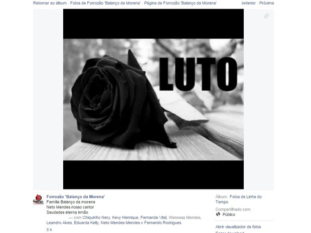 Banda 'Forrózão Balanço da Morena' publicou mensagem de luto pela morte de Neto Mendes (Foto: Divulgação) Banda 'Forrózão Balanço da Morena' publicou mensagem de luto pela morte de Neto Mendes (Foto: Divulgação)