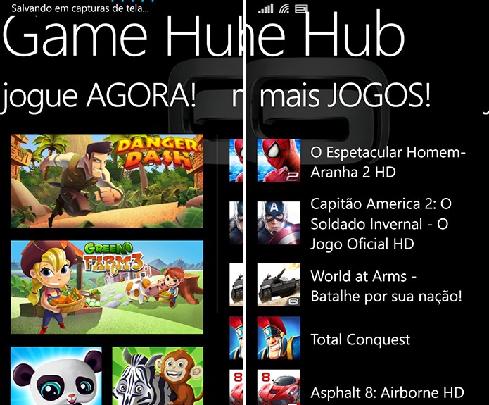 GameHub é um aplicativo da Gameloft exclusivo para Windows Phone com jogos grátis disponíveis (Foto: Reprodução/Elson de Souza)