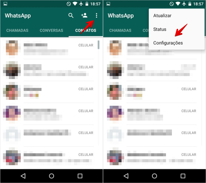 Acesse as configurações do WhatsApp (Foto: Reprodução/Helito Bijora) Acesse as configurações do WhatsApp (Foto: Reprodução/Helito Bijora)
