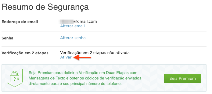 Ativando a verificação em duas etapas (Foto: Reprodução/Helito Bijora)