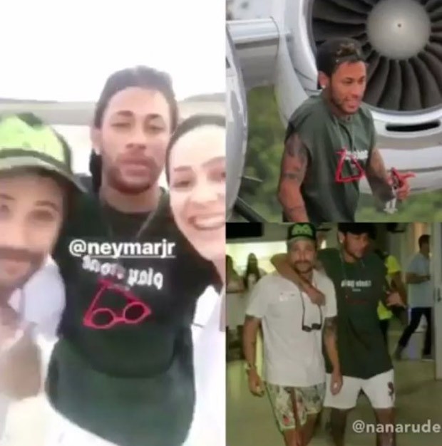 Neymar chega a Noronha e é recebido por Bruno Gagliasso (Foto: Reprodução/Instagram)