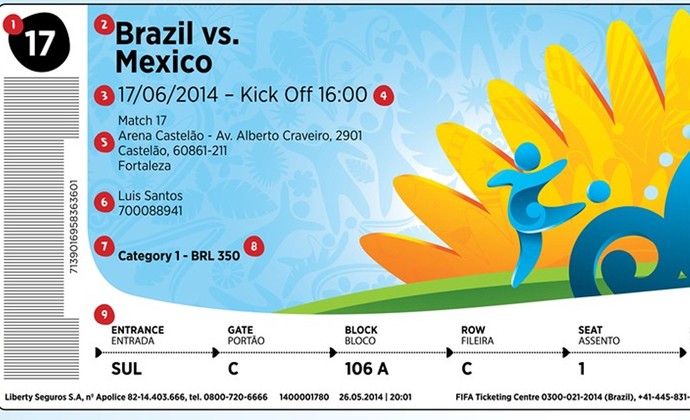ingresso copa do mundo brasil x mexico (Foto: Site Oficial FIFA)