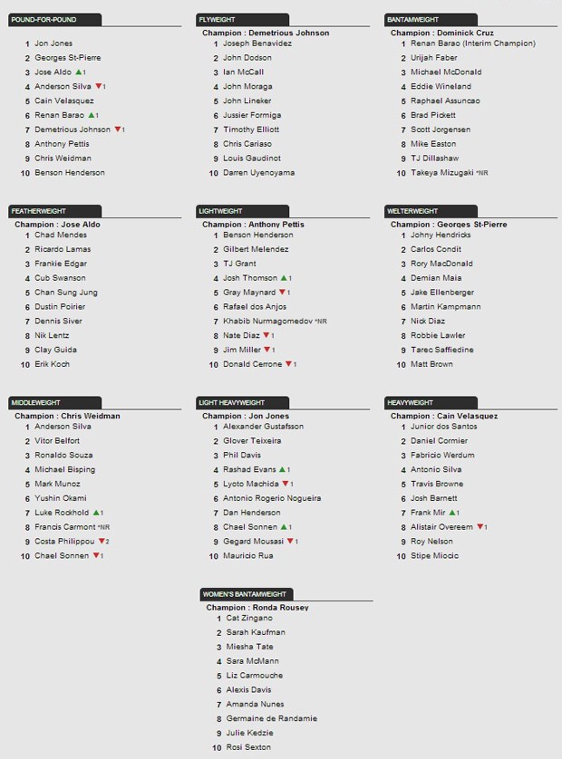 Ranking UFC MMA 23/09/2013 (Foto: Editoria de Arte / Globoesporte.com)