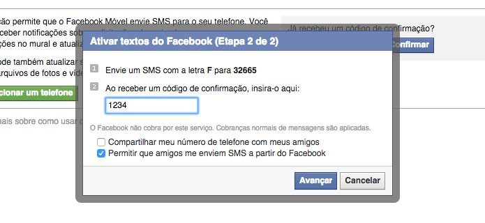 Confirme o número do celular (Foto: Reprodução/Helito Bijora)