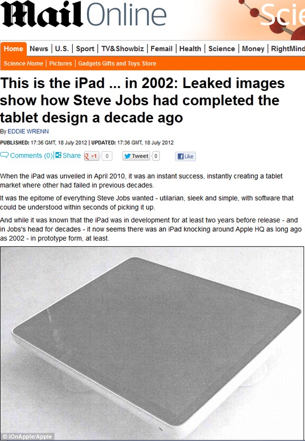 Imagens do protótipo que acabaria se tornando o iPad (Foto: Reprodução)
