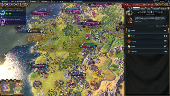 Não é difícil abrir vantagens gigantescas em Civilization VI (Foto: Reprodução / Caio Fagundes)