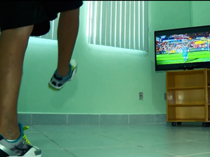 Pacientes usam videogame para fazer fisioterapia virtual em Itajubá (MG) (Foto: Reprodução EPTV)