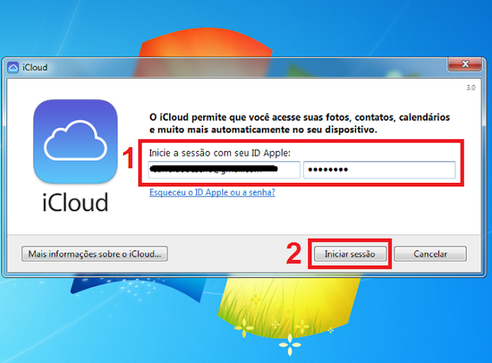 Iniciando uma sessão no Painel do iCloud (Foto: Reprodução) Iniciando uma sessão no Painel do iCloud (Foto: Reprodução)