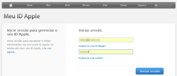 Acesse sua conta do iCloud (Foto: Reprodução/Helito Bijora)
