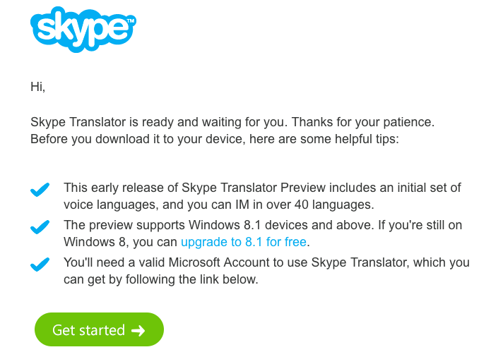 Ativando o convite para usar o Skype Translator (Foto: Reprodução/Helito Bijora) 