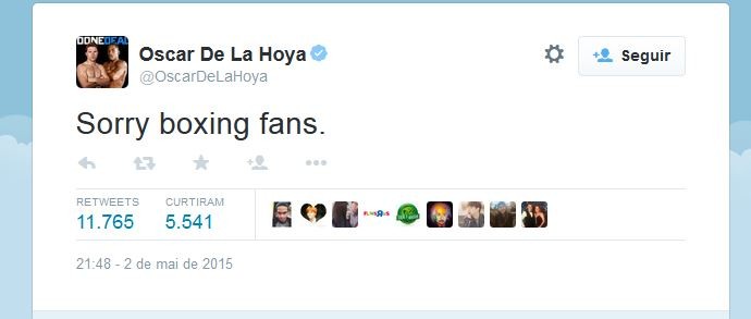 Oscar De La Hoya também falou sobre a derrota de Pacquiao (Foto: Reprodução/Twitter)
