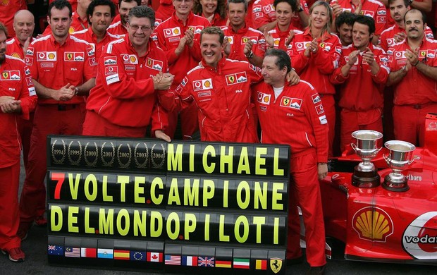 Schumacher garantiu sétimo título, quinto pela Ferrari, no GP da Bélgica de 2004 (Foto: Getty Images)