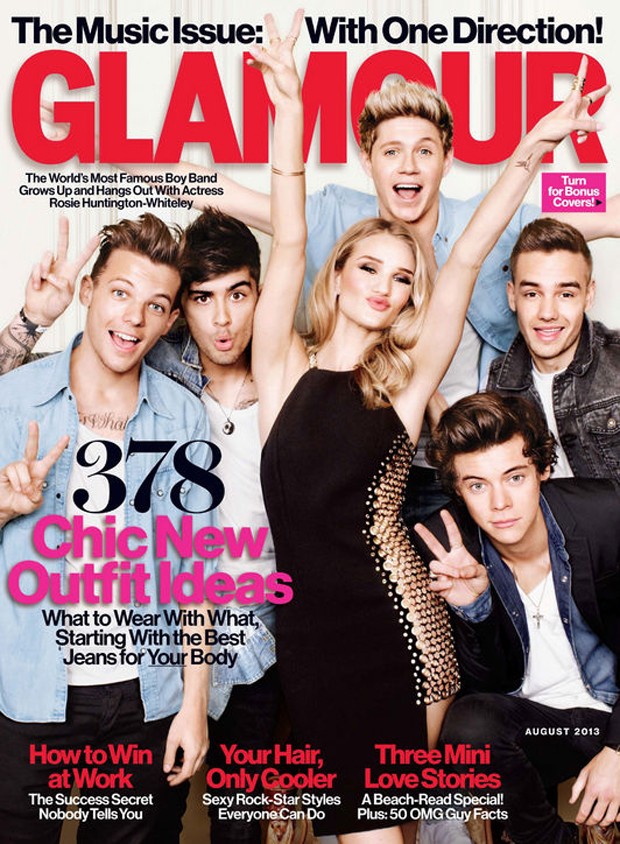 Rosie Huntington-Whiteley e One Direction (Foto: Reprodução) Rosie Huntington-Whiteley e One Direction (Foto: Reprodução)