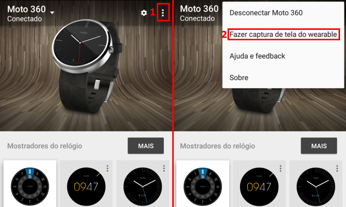 Acessando a opção Fazer captura de tela do wearable (Foto: Reprodução/Edivaldo Brito)