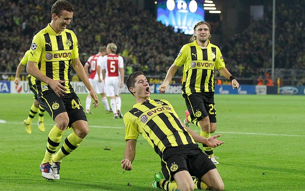 Lewandowski, Borussia Dortmund x Ajax (Foto: Agência AP)