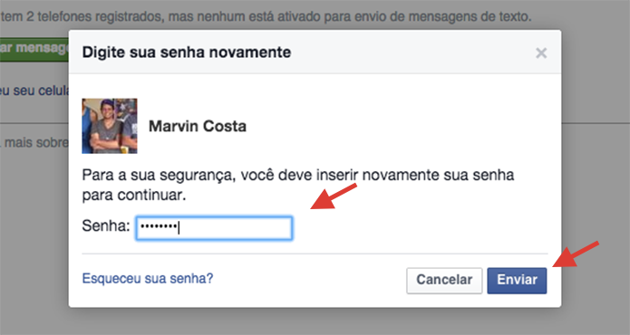 Fornecendo sua senha para confirmar a exclusão de um celular cadastrado no YouTube (Foto: Reprodução/Marvin Costa)