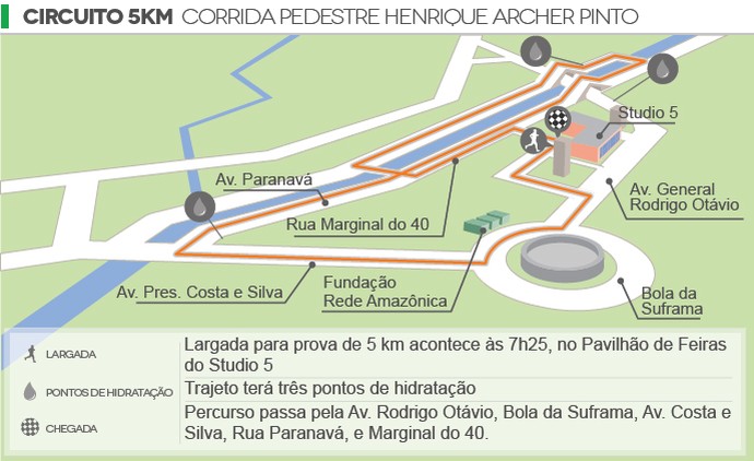 Percurso de 5 km da 60ª Corrida Pedestre Archer Pinto (Foto: GloboEsporte.com)