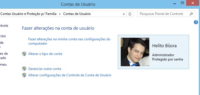 Verifique o tipo de conta que utiliza no Windows  (Foto: Reprodução/Helito Bijora)