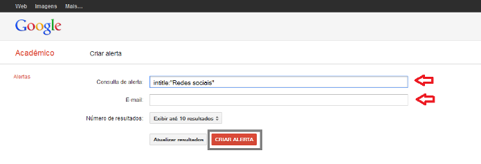 Criando um alerta no Google Acadêmico (Foto: Reprodução/Lívia Dâmaso)