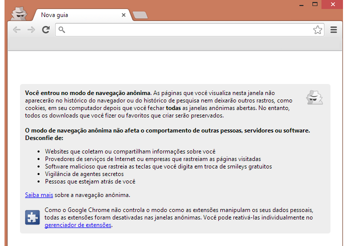 Modo anônimo esconde seu histórico de navegação e não instala cookies no computador (Foto: Reprodução) (Foto: Modo anônimo esconde seu histórico de navegação e não instala cookies no computador (Foto: Reprodução)) Modo anônimo esconde seu histórico de navegação e não instala cookies no computador (Foto: Reprodução) (Foto: Modo anônimo esconde seu histórico de navegação e não instala cookies no computador (Foto: Reprodução))