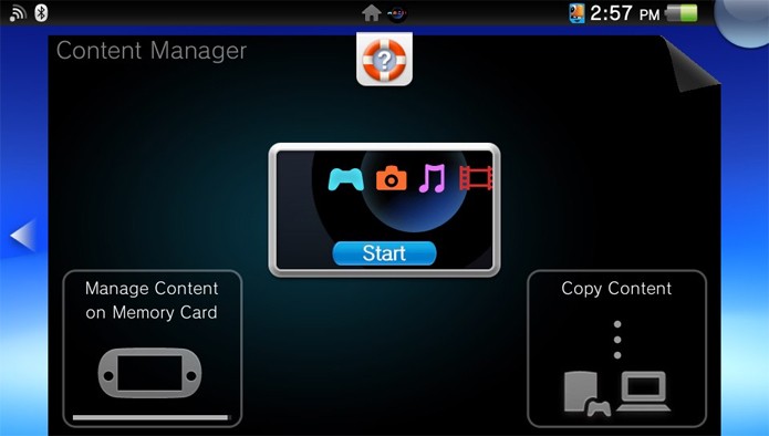 Passo 2 - Selecione Start ou Manage Content on Memory Card (Foto: Reprodução)