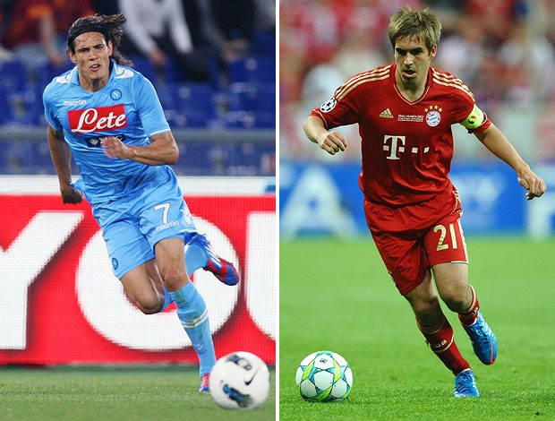 MONTAGEM - Cavani napoli philipp lahm bayern de munique (Foto: Agência Getty Images)