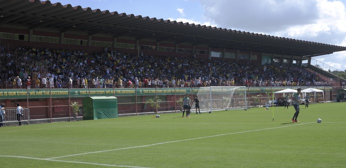 Torcida fez a festa no treino aberto da seleção da Austrália, nesta sexta (Foto: Richard Pinheiro/GloboEsporte.com)