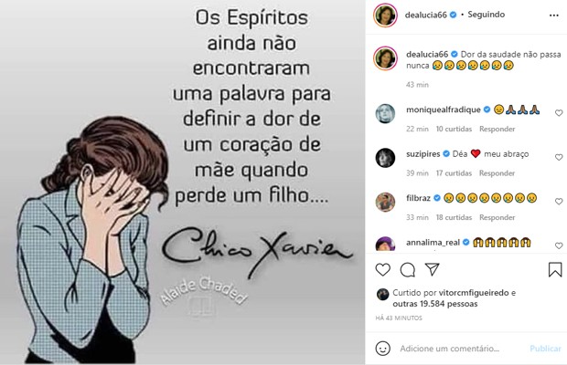 Déa Lúcia, mãe de Paulo Gustavo, fala de saudade do filho (Foto: Reprodução/Instagram) Déa Lúcia, mãe de Paulo Gustavo, fala de saudade do filho (Foto: Reprodução/Instagram)