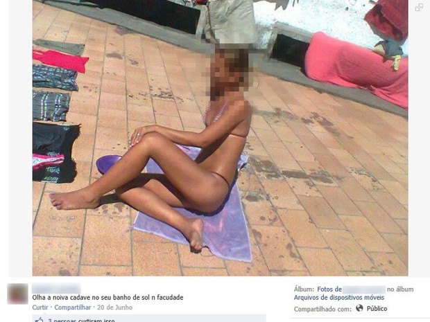 Presa postou a foto de uma companheira de biquíni dentro da cadeia (Foto: Reprodução/Facebook)