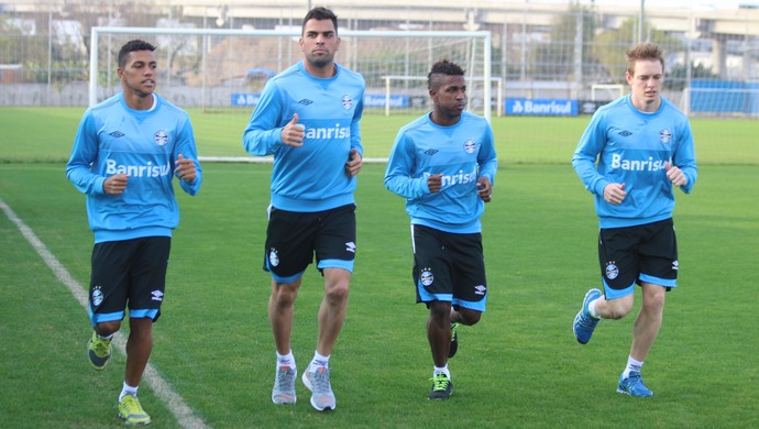 Pedro Rocha Miller Bolaños Maicon Moisés Grêmio (Foto: Eduardo Moura/GloboEsporte.com) Pedro Rocha Miller Bolaños Maicon Moisés Grêmio (Foto: Eduardo Moura/GloboEsporte.com)
