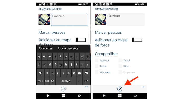 Postando uma foto no Instagram Beta para Windows Phone (Foto: Reprodução/Marvin Costa)