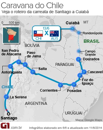 Mapa Caravana do Chile Giovana