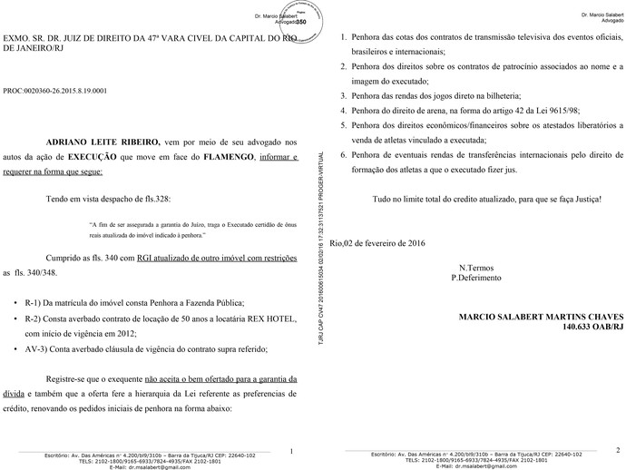 7manifestacao-do-autor-1 "Oferecido" e credor, Adriano rejeita garantia e cobra R$ 921 mil do Fla