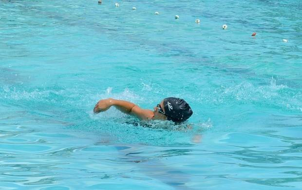 #diáriodaKarina: jornalista encara piscina de 50m pela primeira vez (Foto: Angelina Medeiros)