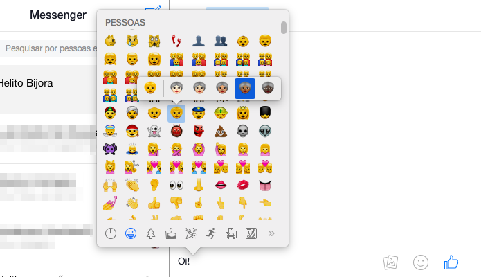 Alterando a cor da pele dos emojis de pessoas (Foto: Reprodução/Helito Bijora)