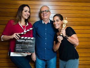 Maria Beltrão, Artur Xexéo e Gloria Pires ancoraram a transmissão do Oscar 2016 na Globo (Foto: Globo/Renato Wrobel )