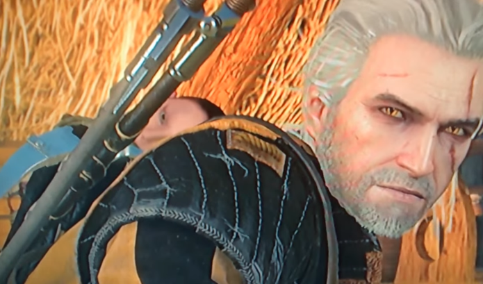 Olhar assustador em bug de The Witcher 3 (Foto: Reprodução/YouTube) Olhar assustador em bug de The Witcher 3 (Foto: Reprodução/YouTube)