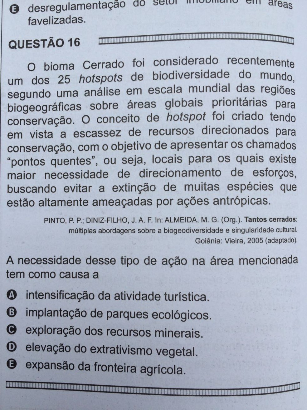  ENEM 2016 - 1º DIA - PROVA BRANCA - QUESTÃO 16 (Foto: G1 )