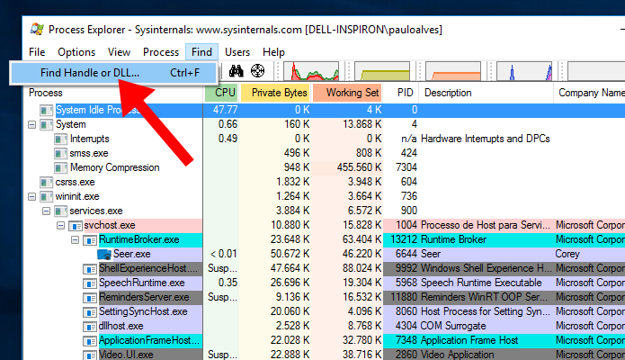 Acesse o menu Find da ferramenta do Windows (Foto: Reprodução/Paulo Alves)