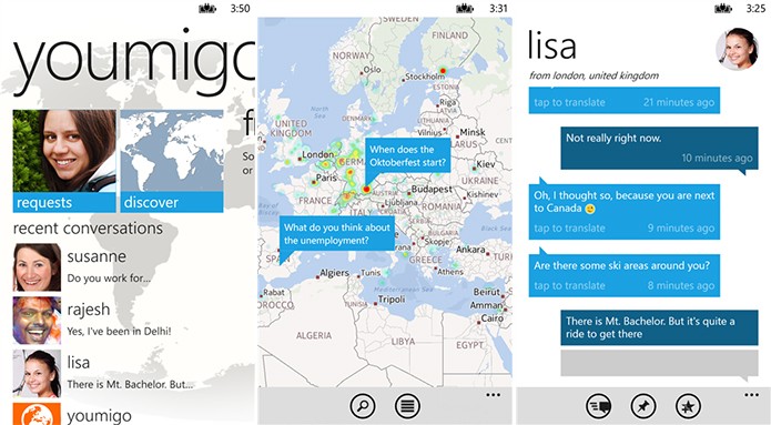 Youmigo é um aplicativo que permite conversas com usuários de outros países gratuitamente (Foto: Divulgação/Windows Phone Store)