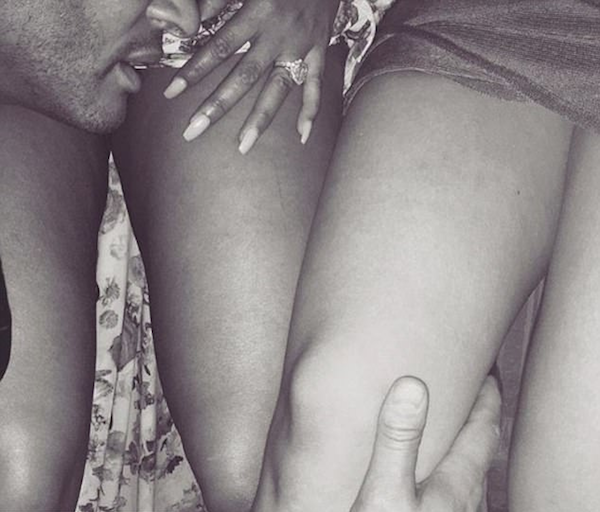 O empresário Stephen Belafonte e as pernas atribuídas a Mel B e Kim Kardashian (Foto: Instagram)