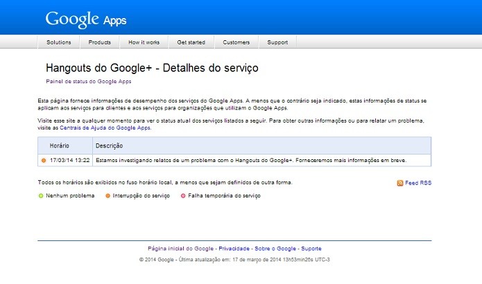 Status do Google para o Hangouts (Reprodução/Taysa Coelho)